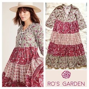 New! ANTHROPOLOGIE Ro’s Garden Tiered Stitched Ruffle Maxi Dress